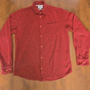 Norse Projects Anton Texture Bouclé Knit Long Sleeve Shirt in Red Melange M